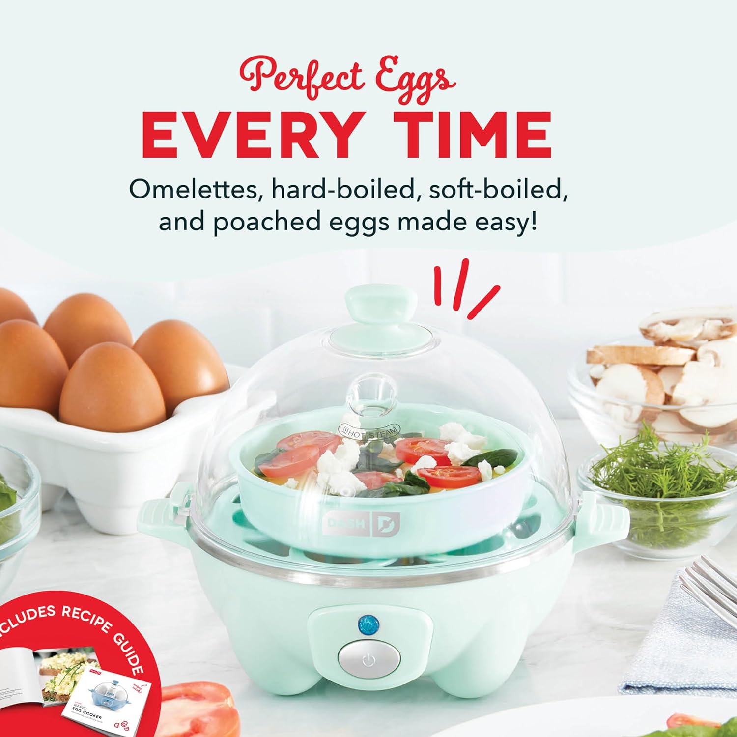 Dash Rapid 7-Egg Electric Cooker, Boiler and Poacher Aqua
