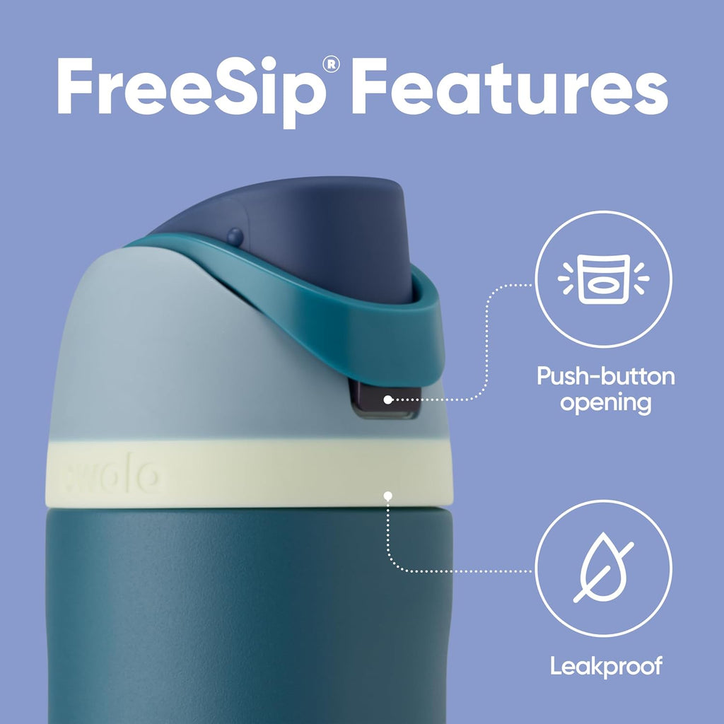Owala FreeSip Insulated Stainless Steel Water Bottle Locking Lid 24 Oz Denim