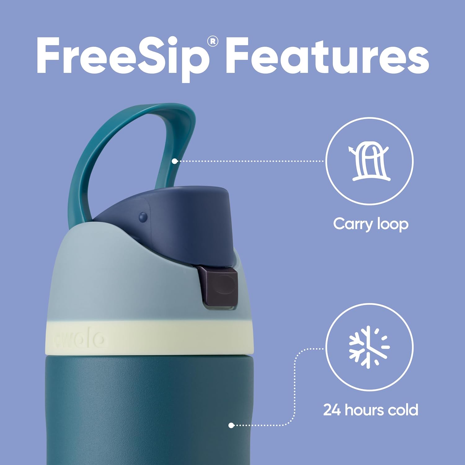 Owala FreeSip Insulated Stainless Steel Water Bottle Locking Lid 24 Oz Denim