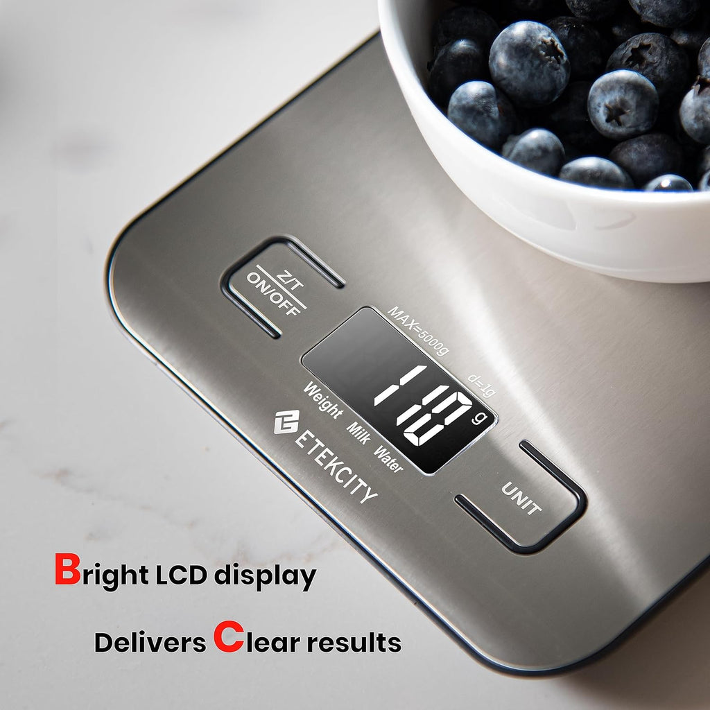 Etekcity Digital Food Kitchen Scale 304 Stainless Steel LCD Backlit