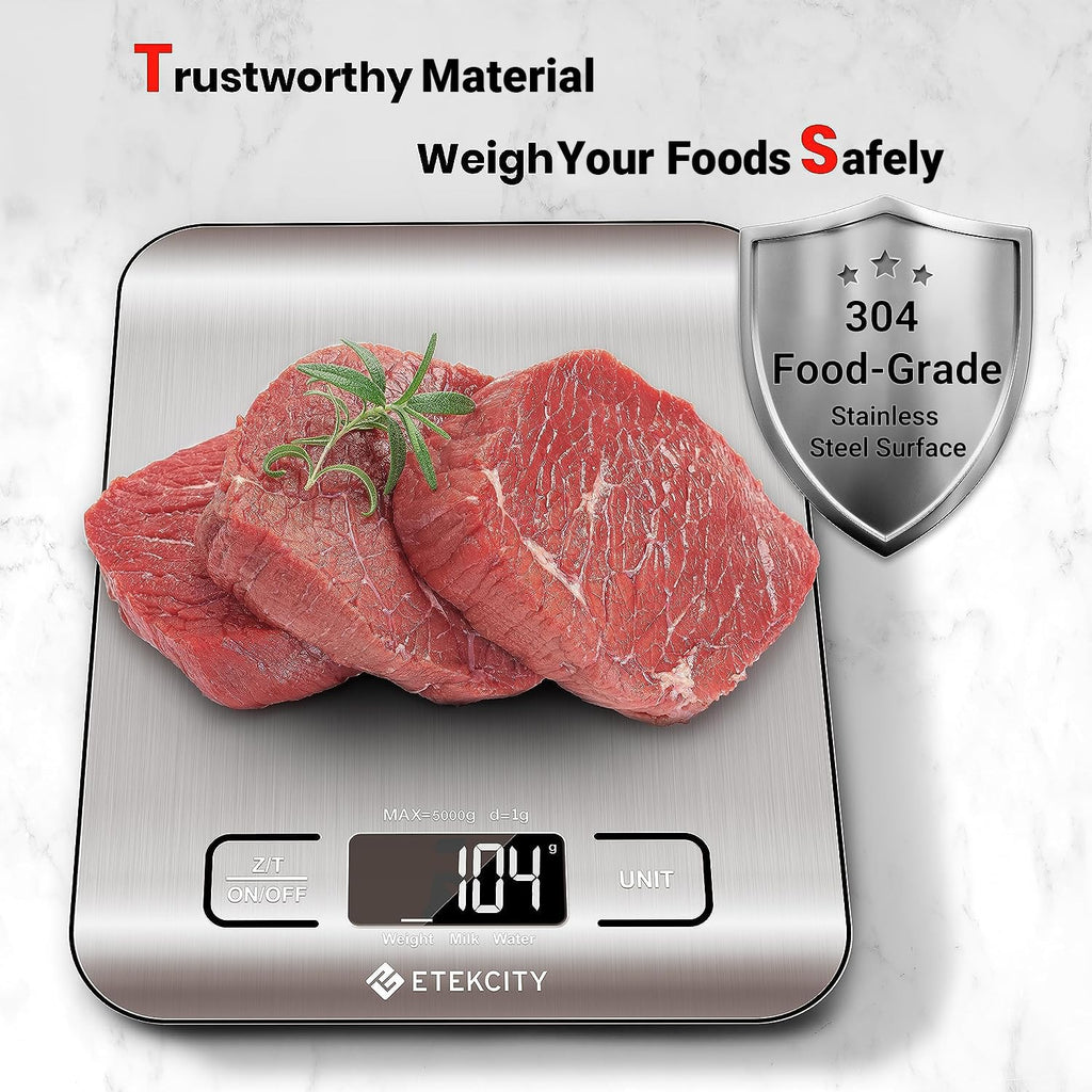 Etekcity Digital Food Kitchen Scale 304 Stainless Steel LCD Backlit