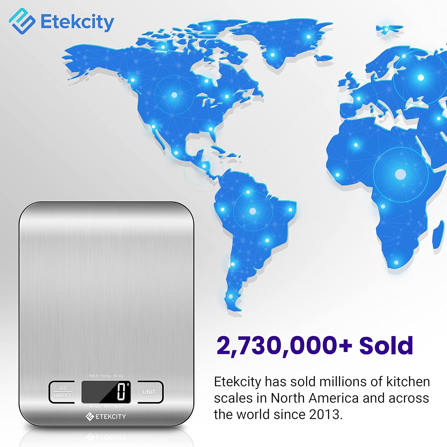Etekcity Digital Food Kitchen Scale 304 Stainless Steel LCD Backlit