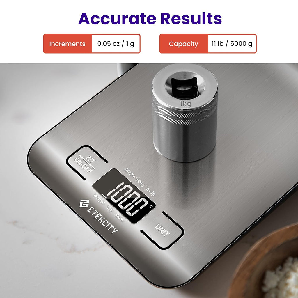 Etekcity Digital Food Kitchen Scale 304 Stainless Steel LCD Backlit