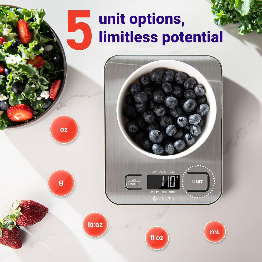 Etekcity Digital Food Kitchen Scale 304 Stainless Steel LCD Backlit
