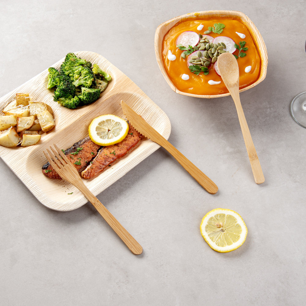 Bambuddha Natural Bamboo Cutlery Set - 8" x 1 1/2" x 1 1/4" - 100 count box