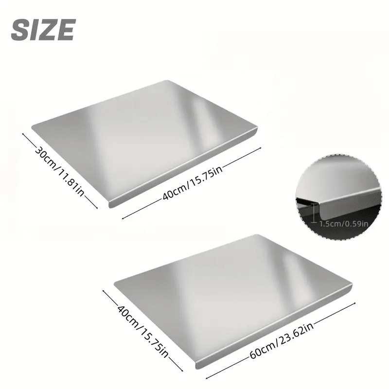 Stainless Steel Cutting Board with Lip for Kitchen Chopping Boards for Countertop Large Metal Cutting Board over Sink Suitable for Meat Fruits Vegetables Bread Noodle and Pizza Bamboo Knives