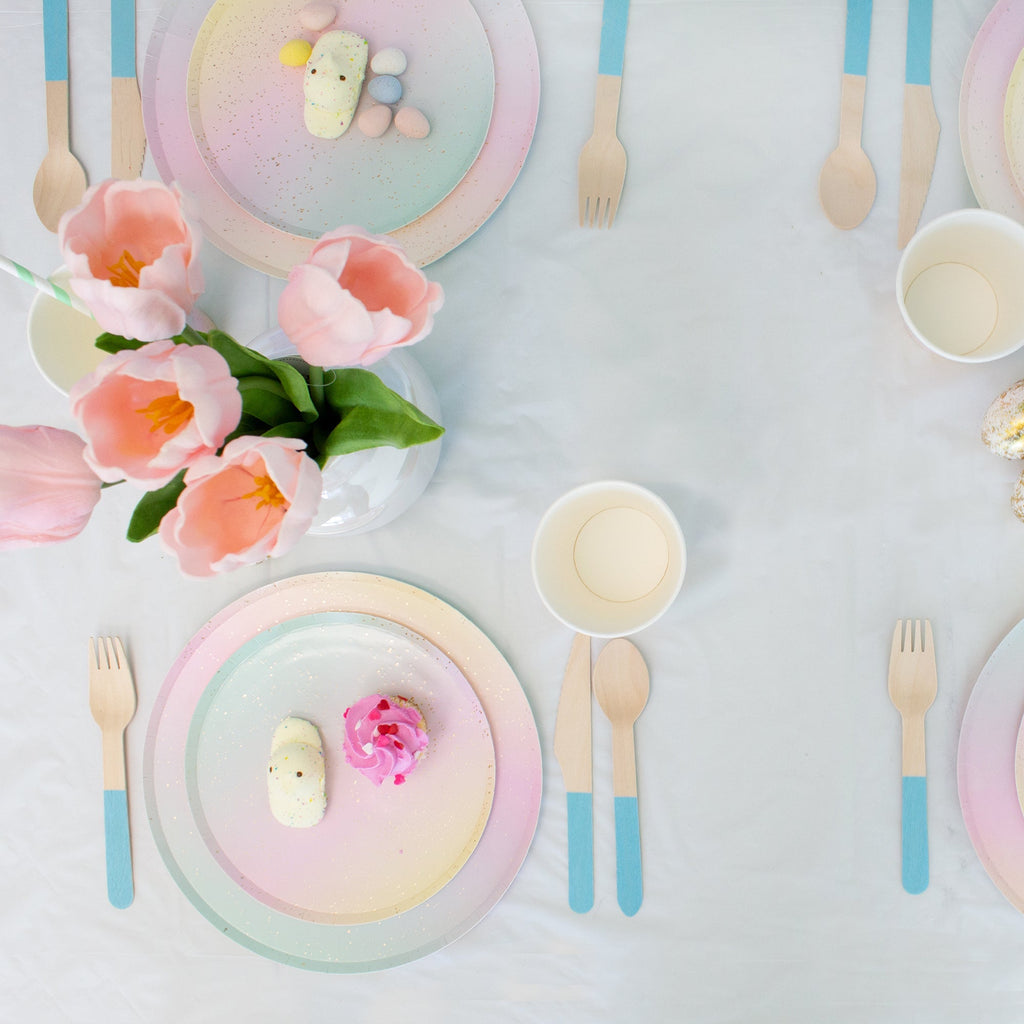 Light Blue Wooden Utensil Set – 24ct | ON SALE!!