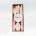Pastel Pink Wooden Utensil Set 24ct