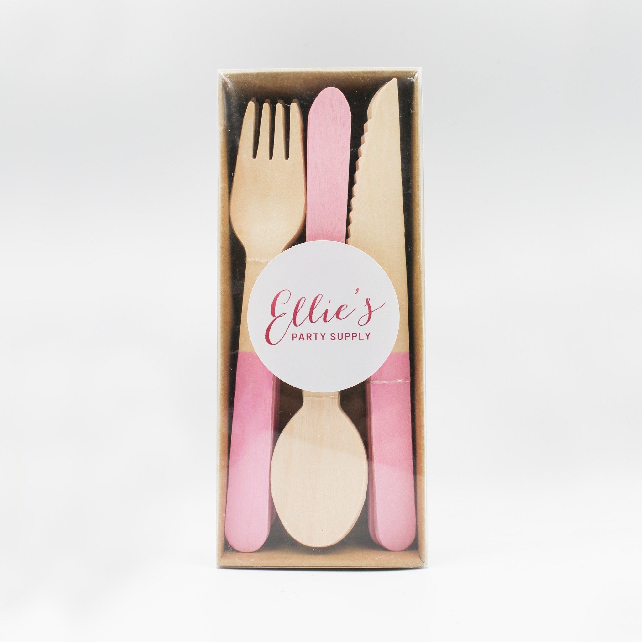 Pastel Pink Wooden Utensil Set 24ct