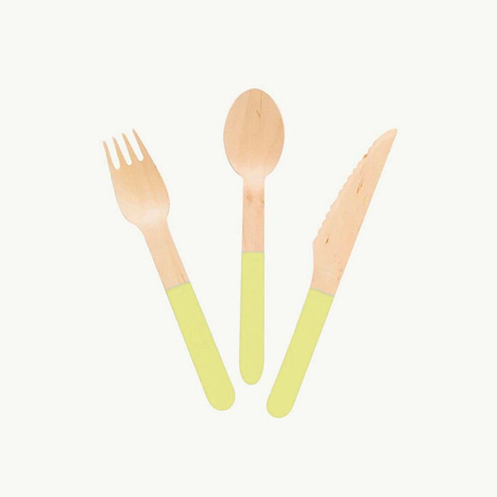 Yellow Wooden Utensil Set – 24ct | ON SALE!!