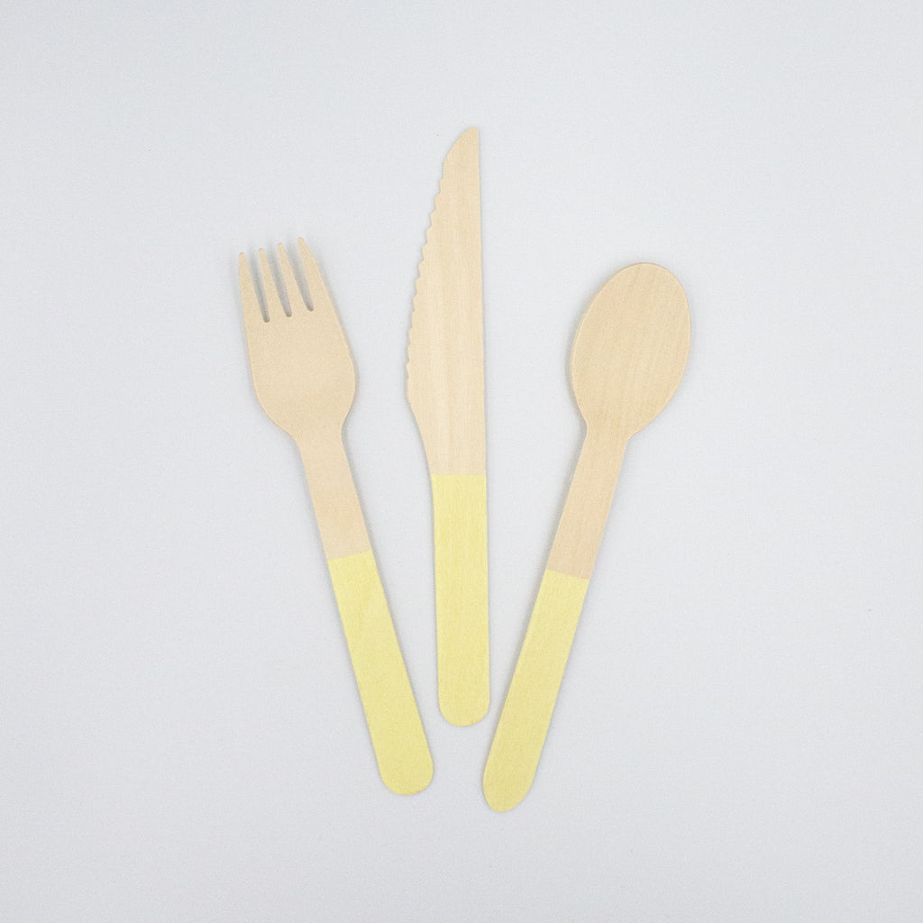 Yellow Wooden Utensil Set – 24ct | ON SALE!!