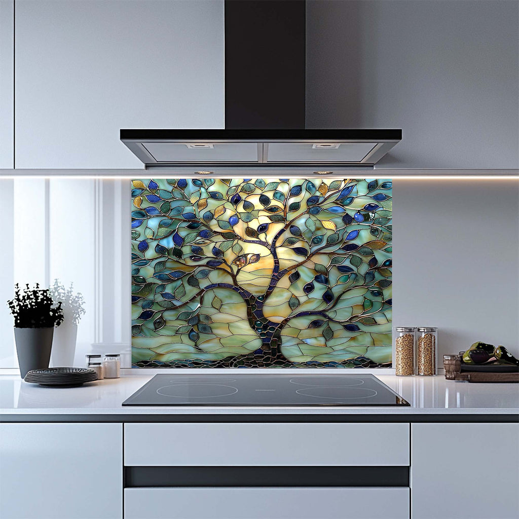 Glass Willow – Tempered Glass Backsplash for Kitchen | Stained Mosaic Look Backsplash