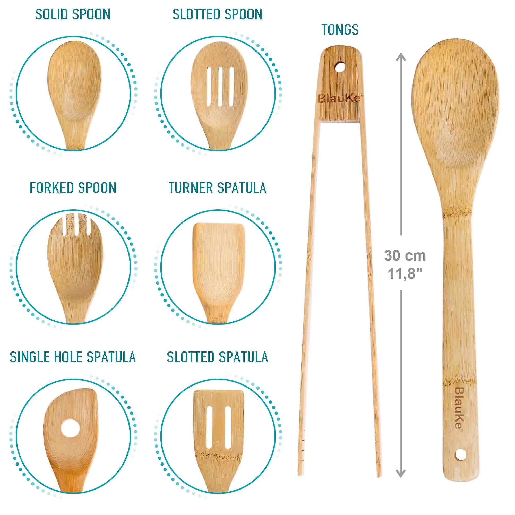 7-Pack Bamboo Kitchen Utensils Set